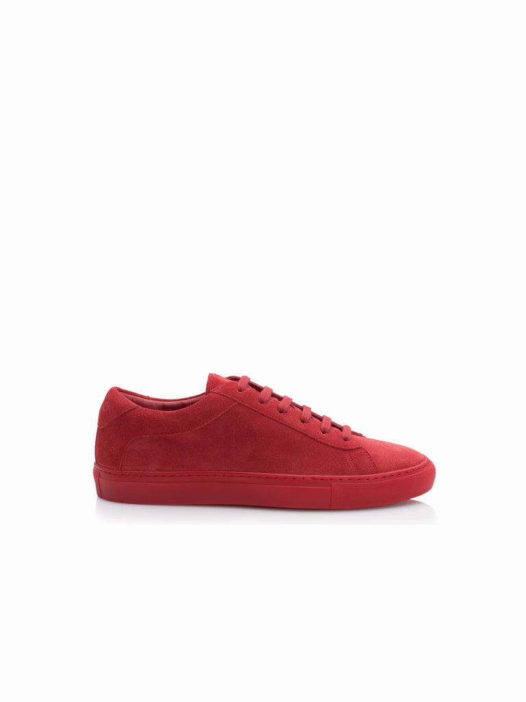 Women's Low Top Suede Sneaker in Red | Capri Flamma – KOIO